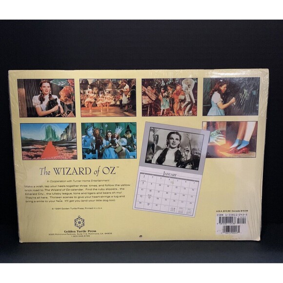 Vintage The Wizard‎ of Oz 1995 Calendar Dorothy Toto Frameable New Sealed - Picture 4 of 4